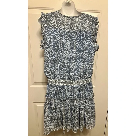 Pinch Boutique Sleeveless Drop Waist Blue Patterned Ruffle Dress Size Medium‎ - Picture 5 of 7